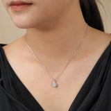 Elegant 1 Carat Pear Shaped Halo Pendant Necklace in Sterling Silver - Everyday Luxury Jewelry