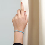 Huge 11 Carat Princess Cut December - Blue Topaz - Birthstone Tennis Bracelet for Women Eternity Design - White Gold Plating, Birthday, Anniversary, Valentine's Day Gift