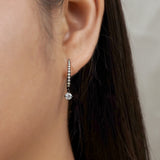 1 Carat Round Brilliant Cut Certified Lab Diamond and Moissanite - 4 Prong Pave Set Huggie Hoop Earrings - 18K Rose Gold Plating over Silver