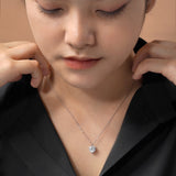 Classic 1.5 Carat Heart Shaped Halo Pendant Necklace for Women in Sterling Silver- Daily Wear Jewelry - Gift for Her