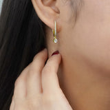 1 Carat Round Brilliant Cut Certified Lab Diamond and Moissanite - 4 Prong Pave Set Huggie Hoop Earrings - 18K Rose Gold Plating over Silver