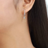 1 Carat Round Brilliant Cut Certified Lab Diamond and Moissanite - 4 Prong Pave Set Huggie Hoop Earrings - 18K Rose Gold Plating over Silver