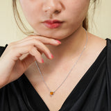 Gorgeous 1 Carat Heart Cut - Citrine - November Birthstone Pendant Necklace in 18K White Gold Plating over Silver