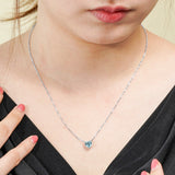 Gorgeous 1 Carat Heart Cut - Aquamarine - March Birthstone Pendant Necklace in 18K White Gold Plating over Silver