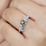 0.50 Ct Round Cut Salt and Pepper Diamond Floral Engagement Ring