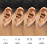 4 Carat Princess Cut Moissanite 4 Prong Solitaire Stud Earrings In 18K White Gold Plating Over Silver