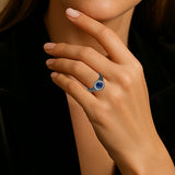 Halo 1.15 Ct Round Cut Blue Sapphire Vintage Engagement Ring