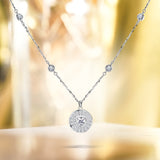 Delicate 1 ct Heart-Shaped Halo Pave Necklace in 18k White Gold over Silver