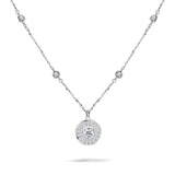 Delicate 1 ct Heart-Shaped Halo Pave Necklace in 18k White Gold over Silver