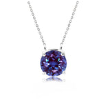 Beautiful 1 Carat Round Cut - Alexandrite - June Birthstone Solitaire Pendant Necklace in 18k White Gold over Silver, Female, Adult