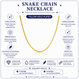 JeenMata 17- & 18-Inches Snake Chain Necklace in Yellow Gold Plating - Fashion Necklace for Everyday Wear