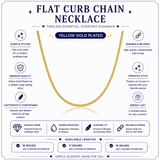 JeenMata 16-18 Inches Flat Curb Chain Necklace in Yellow Gold Plating - Fashion Necklace for Everyday Wear