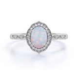 1.75 Ct Oval Cut Lab Created Opal Vintage Engagement Ring