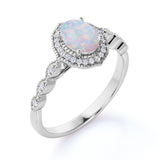 1.75 Ct Oval Cut Lab Created Opal Vintage Engagement Ring