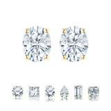 Certified 4 Prong 0.5 Carat Oval Cut Moissanite Solitaire Stud Earrings In 18K Rose Gold Plating Over Silver