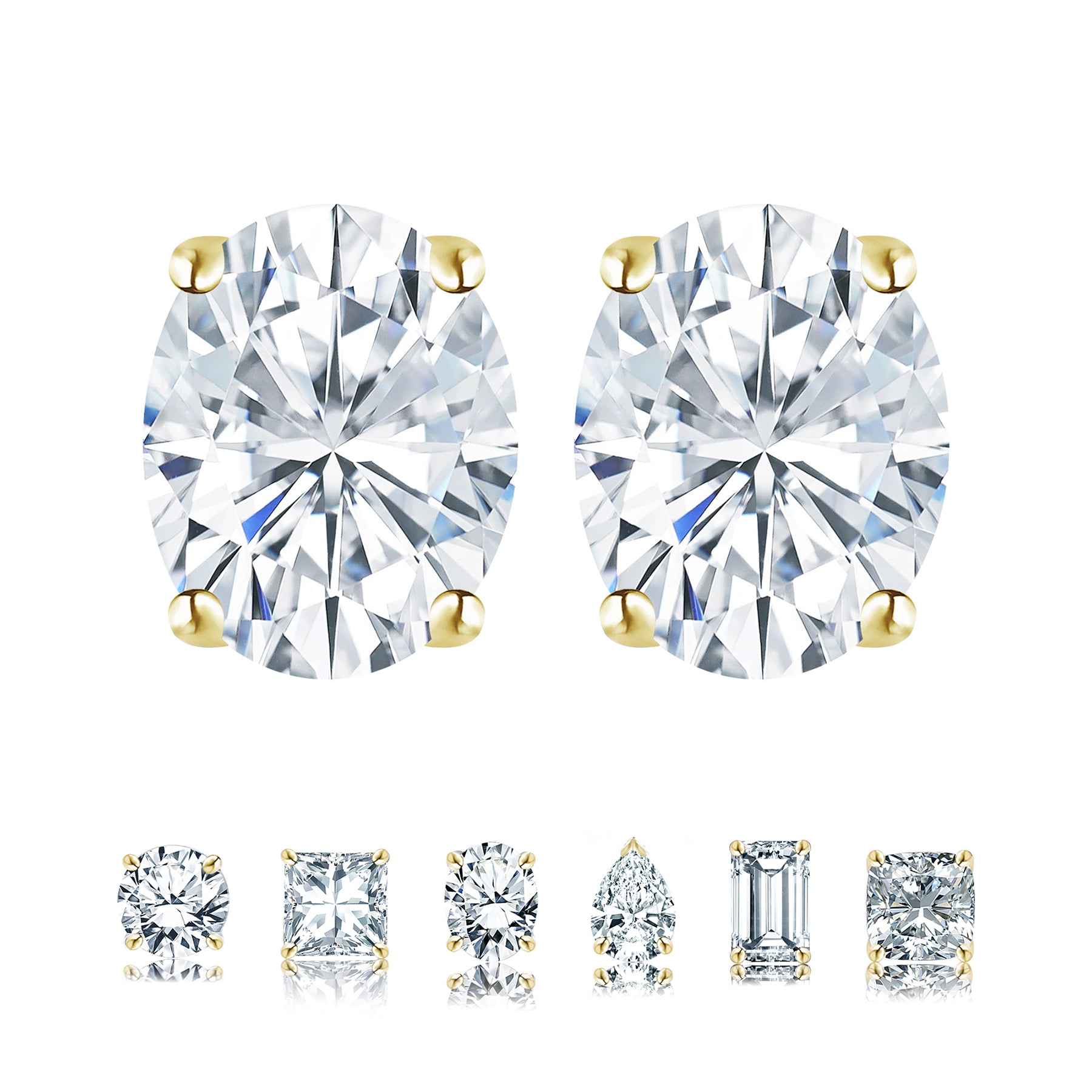 Moissanite 4 Prong Solitaire Stud Earrings