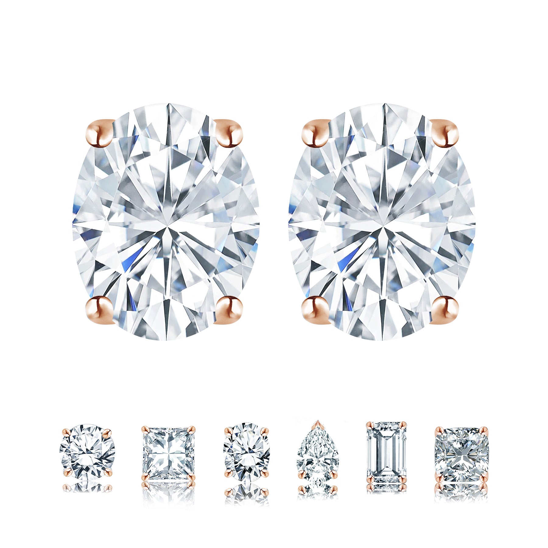 Moissanite 4 Prong Solitaire Stud Earrings