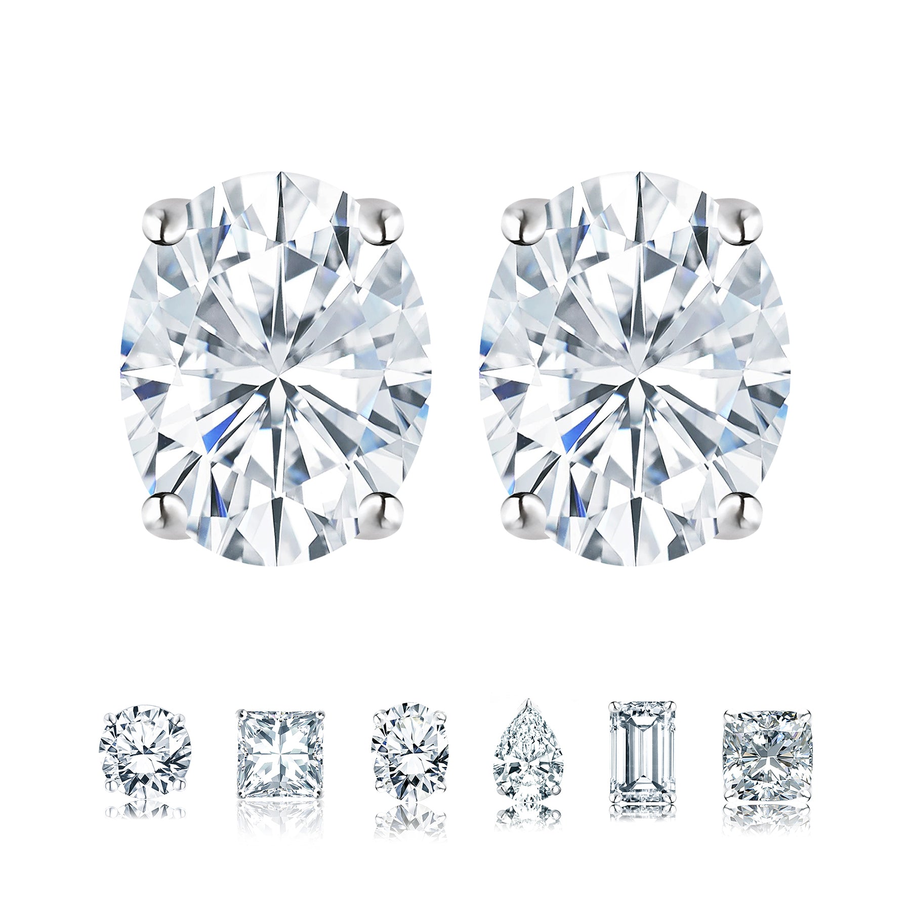 Moissanite 4 Prong Solitaire Stud Earrings