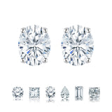 Certified - 1 Carat Ovate Moissanite - 4 Prong Solitaire Stud Earrings - 18K Rose Gold Plating Over Silver