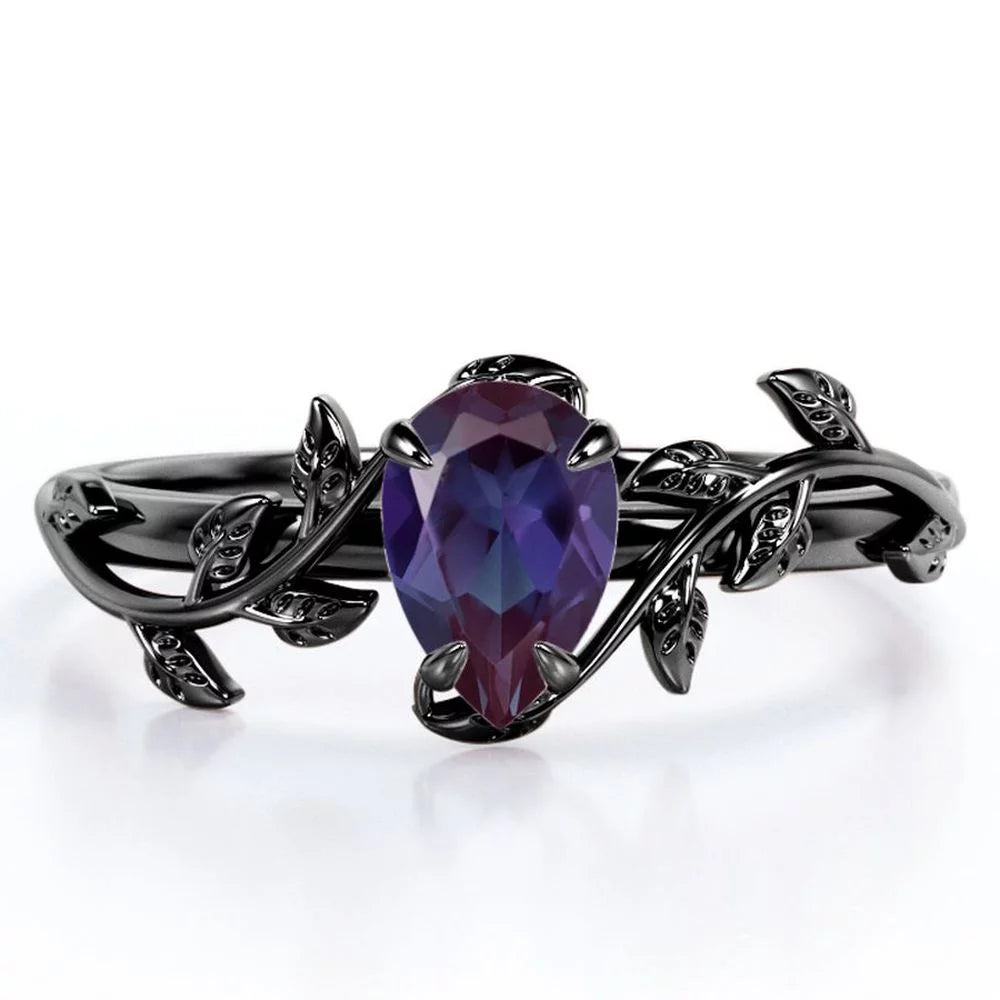 1 Ct Pear Lab Alexandrite Solitaire Engagement Ring