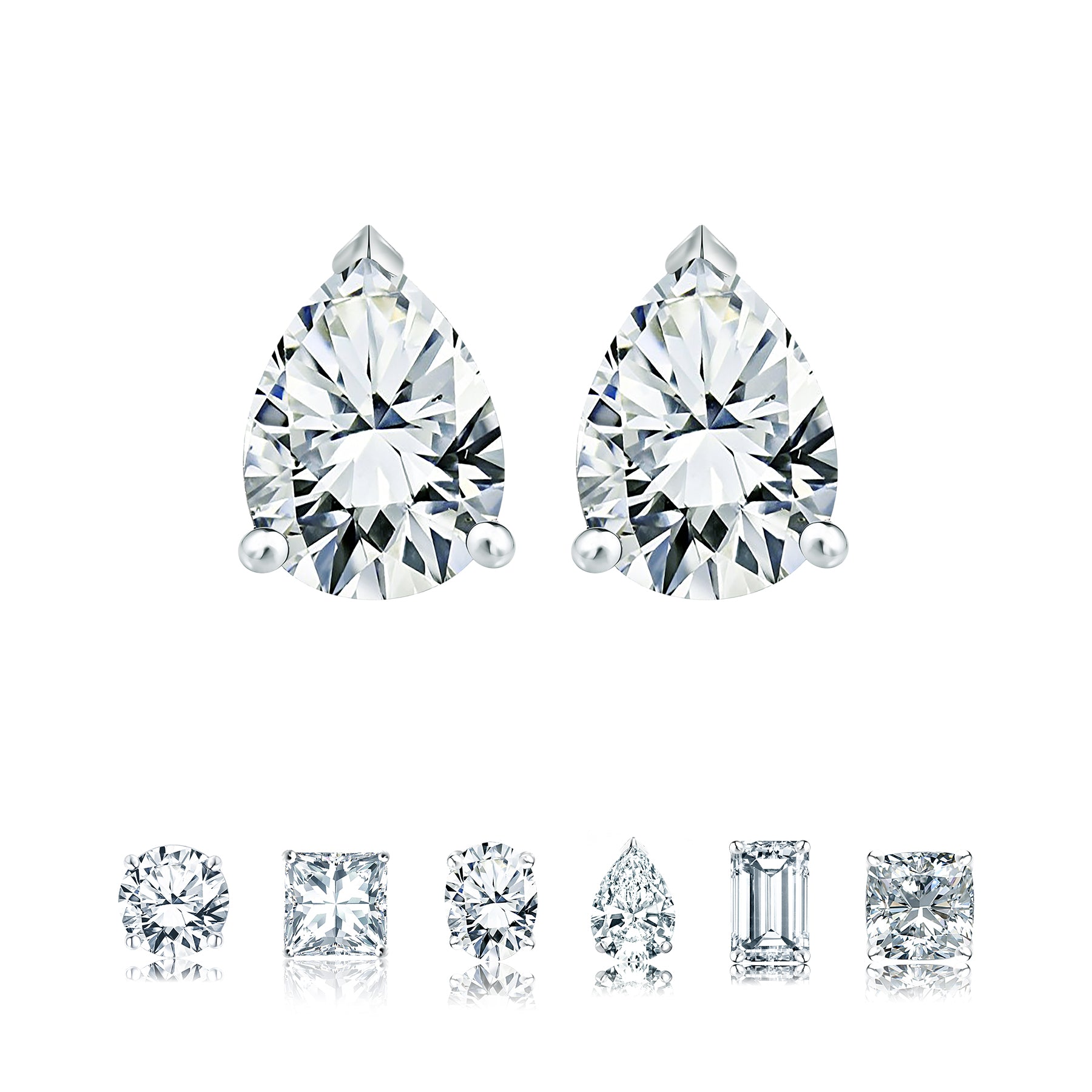Certified 0.5 Carat Pear Cut Moissanite Minimalist Solitaire Stud Earrings In 18K Rose Gold Plating Over Silver