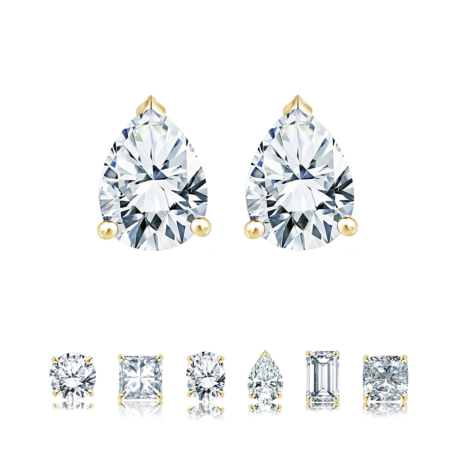 Certified 0.5 Carat Pear Cut Moissanite Minimalist Solitaire Stud Earrings In 18K Rose Gold Plating Over Silver