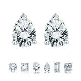 Certified - Minimalist - 1 Carat Teardrop Moissanite - Solitaire Stud Earrings - 18K White Gold Plating Over Silver