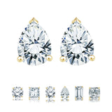 Certified - Minimalist - 1 Carat Teardrop Moissanite - Solitaire Stud Earrings - 18K White Gold Plating Over Silver