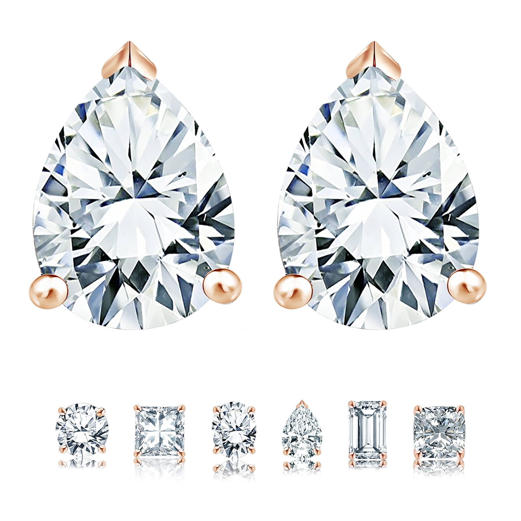 Moissanite 4 Prong Solitaire Stud Earrings