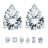 Certified 2 Carat Pear Cut Moissanite Minimalist Solitaire Stud Earrings In 18K Rose Gold Plating Over Silver