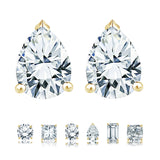 Certified 2 Carat Pear Cut Moissanite Minimalist Solitaire Stud Earrings In 18K Rose Gold Plating Over Silver