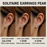 Minimalist - 0.20 Carat Teardrop Certified Lab Diamond - Solitaire Stud Earrings - 18K White Gold Plating Over Silver