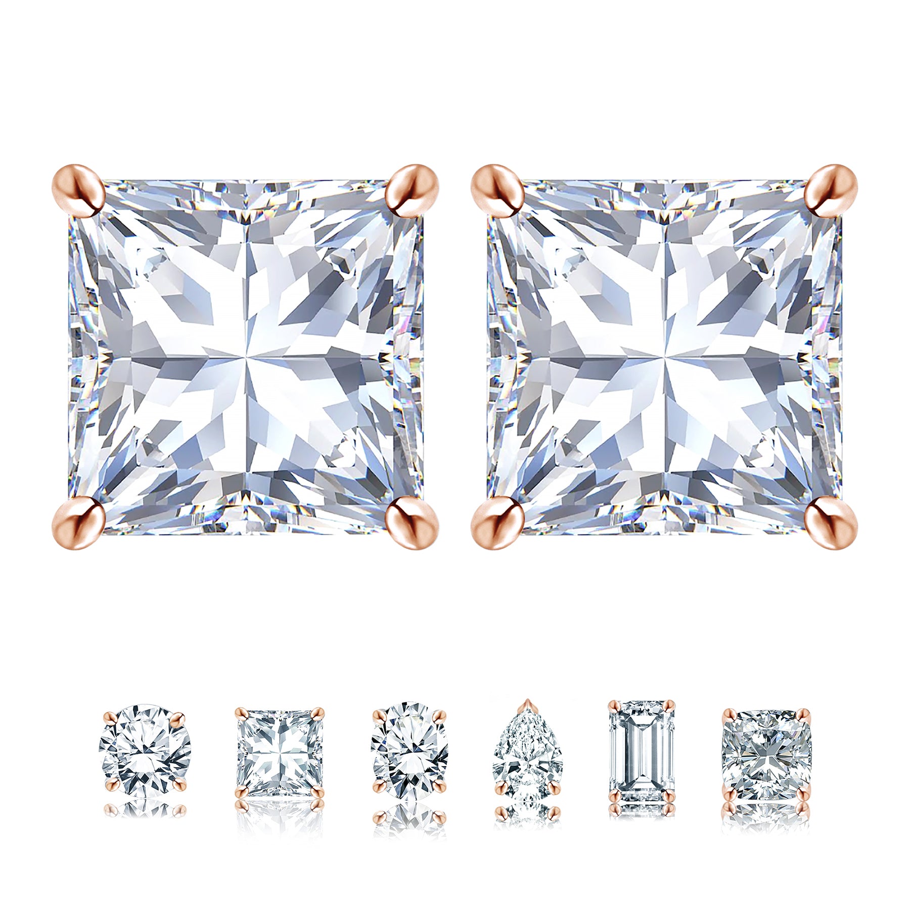 Moissanite 4 Prong Solitaire Stud Earrings