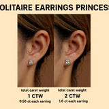 Certified - 4 Prong - 1 Carat Princess Cut Moissanite - Solitaire Stud Earrings - 18K Rose Gold Plating Over Silver