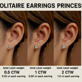 4 Prong - 0.20 Carat Princess Cut Diamond - Solitaire Stud Earrings - 18K White Gold Plating Over Silver