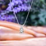 Enchanting 0.25 Carat Oval Shaped Certified Lab Diamond Pendant Necklace In 18K White Gold Plating Over Silver