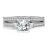 Beautiful 1.25 Carat Real Moissanite Wedding Ring Set in 18k White Gold Over Silver