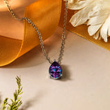 Elegant 1.5 TCW Pear Shaped - Alexandrite - June Birthstone Prongs Solitaire Slider Pendant Necklace in 18K White Gold over Silver