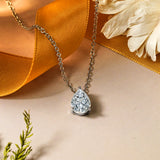 Elegant 1.5 TCW Pear Shaped - Cubic Zirconia - April Prongs Solitaire Slider Pendant Necklace in 18K White Gold over Silver