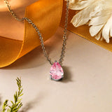 Elegant 1.5 TCW Pear Shaped - Pink Tourmaline - October Birthstone Prongs Solitaire Slider Pendant Necklace in 18K White Gold over Silver