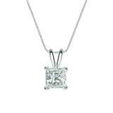 Certified Beautiful 1 Carat Princess Cut Moissanite Pendant Necklace In 18K White Gold Plating Over Silver