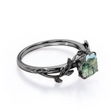 1 ct Cushion Green Moss Agate Nature Inspired Engagement Ring