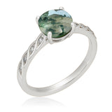 1.05 Ct Round Green Moss Agate Twisted Engagement Ring
