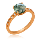 1.05 Ct Round Green Moss Agate Twisted Engagement Ring