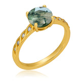 1.05 Ct Round Green Moss Agate Twisted Engagement Ring