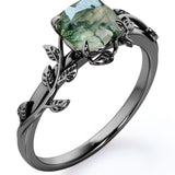 1 ct Cushion Green Moss Agate Nature Inspired Engagement Ring