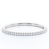 Round Brilliant Real Diamond Semi Eternity Wedding Ring Band in 18k White Gold over Silver