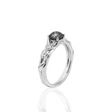 Three Stone 0.65 ct Round Black Rutilated Quartz Engagement Ring