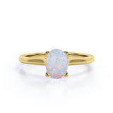 1 Ct Oval Cut Lab Created Opal Solitaire Engagement Ring