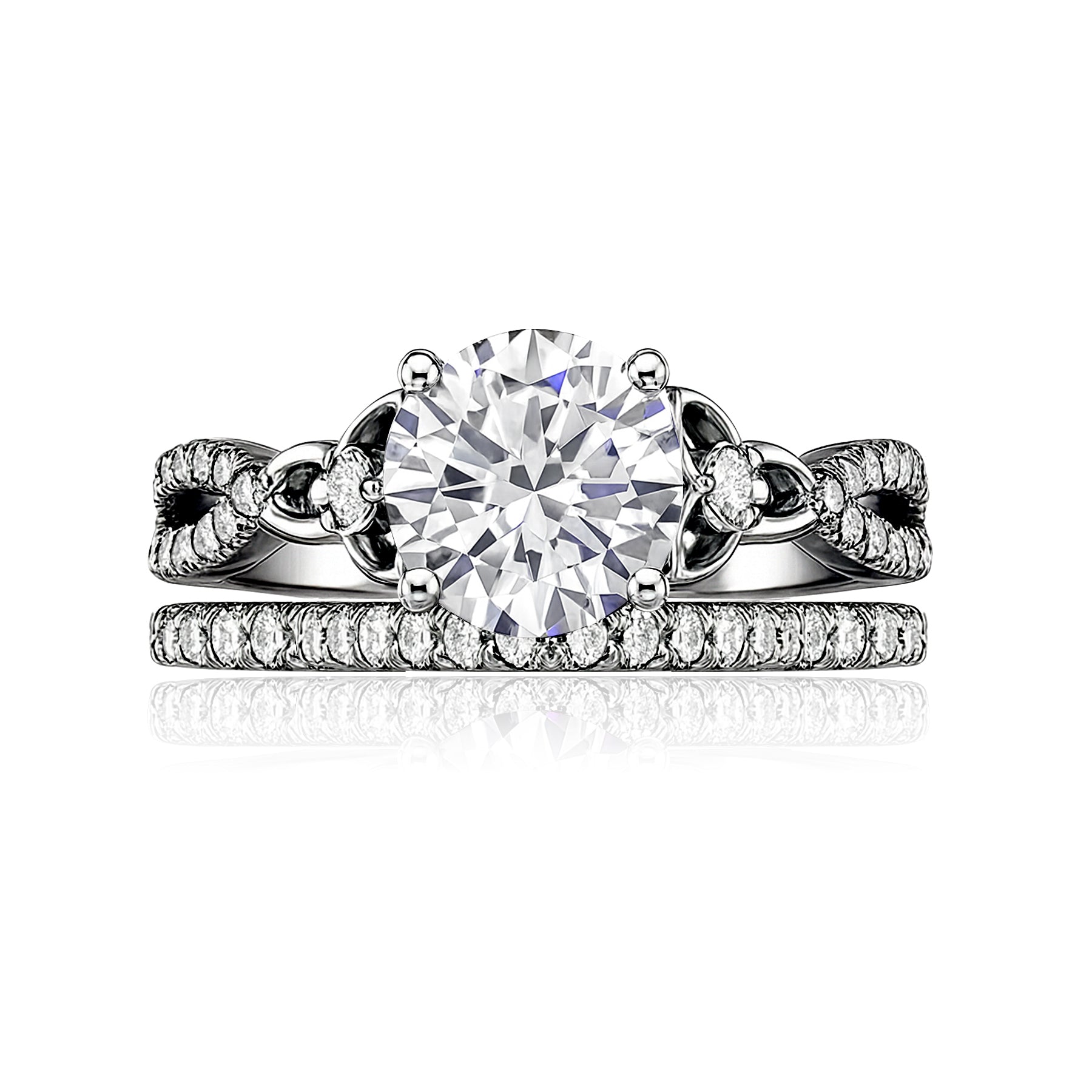 Certified 1.20 Ct  Round Lab Diamond Twist Infinity Bridal Set